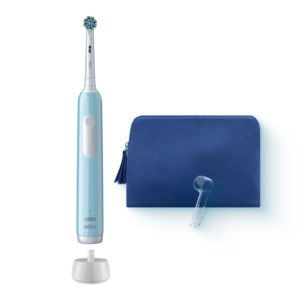 0df95fbe-4ac2-4dbe-b925-ffcc6a300a37 Oral-B Braun PRO Series 1 500 Электрическая зубная щетка D305.513.3 с косметичкой и колпачком — изображение 1