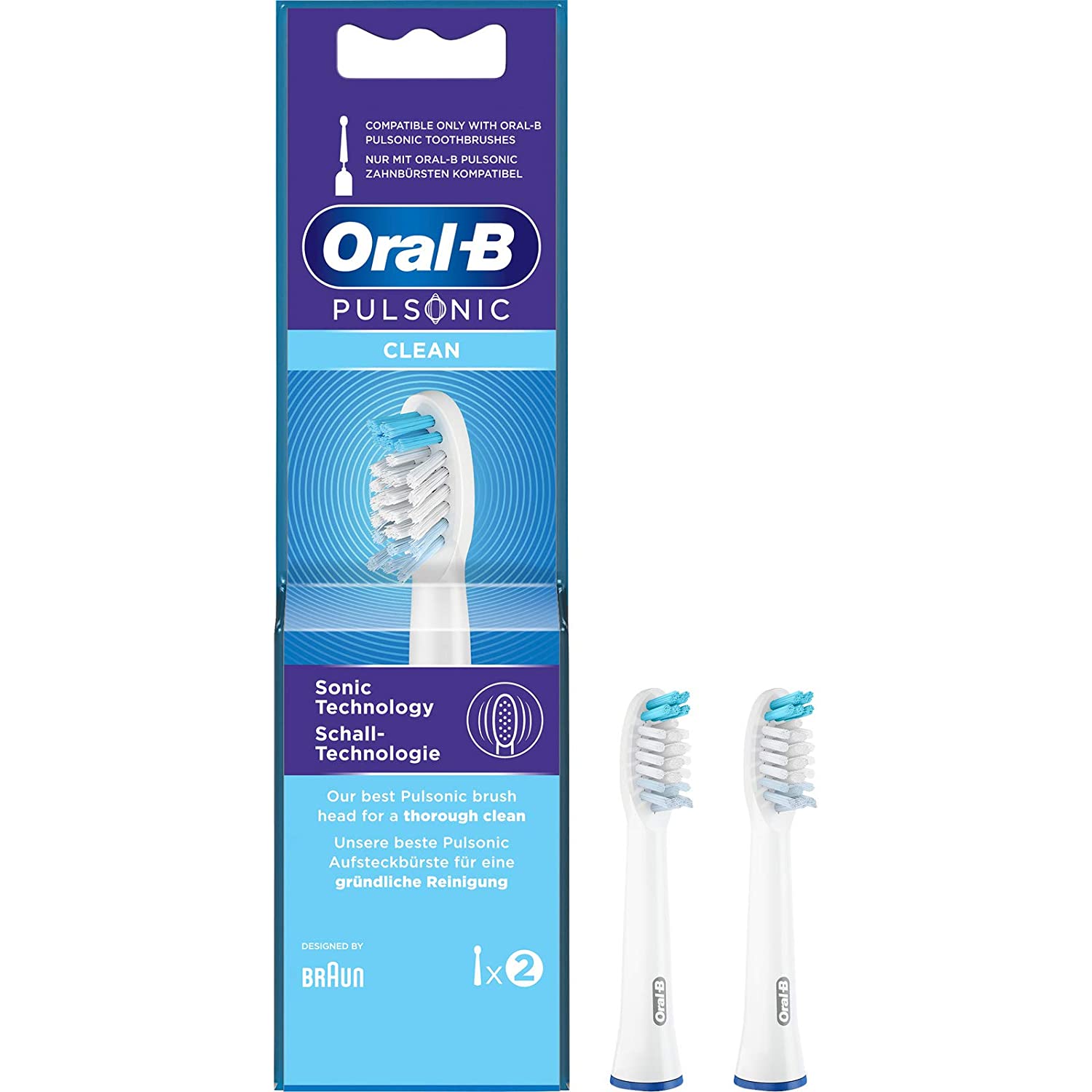 22962 Oral-B Braun Pulsonic Clean 2 шт. Насадки для звуковых электрических зубных щеток SR32C-2 — изображение 1