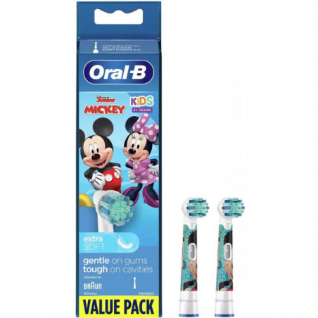 oral-b-kids-replacement-electric-brush-heads-cars-mickey-or-princess Oral-B Braun Stages Kids Микки Маус / Mickey Mouse 2 шт. Насадки детские для электрических щеток EB10S-2 — изображение 1