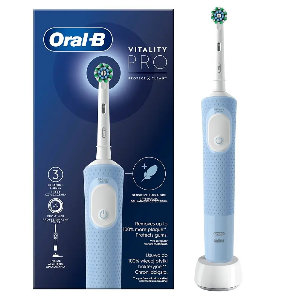 zubnaia-shchetka-oral-b-vitality-d100-pro-protect-x-clean-crossaction-vapor-blue-d103.413.3-holubaia-57224238886404 Oral-B Braun VITALITY PRO Protect X Clean Vapor Blue Cross Action Электрическая зубная щетка D103.413.3 — изображение 1